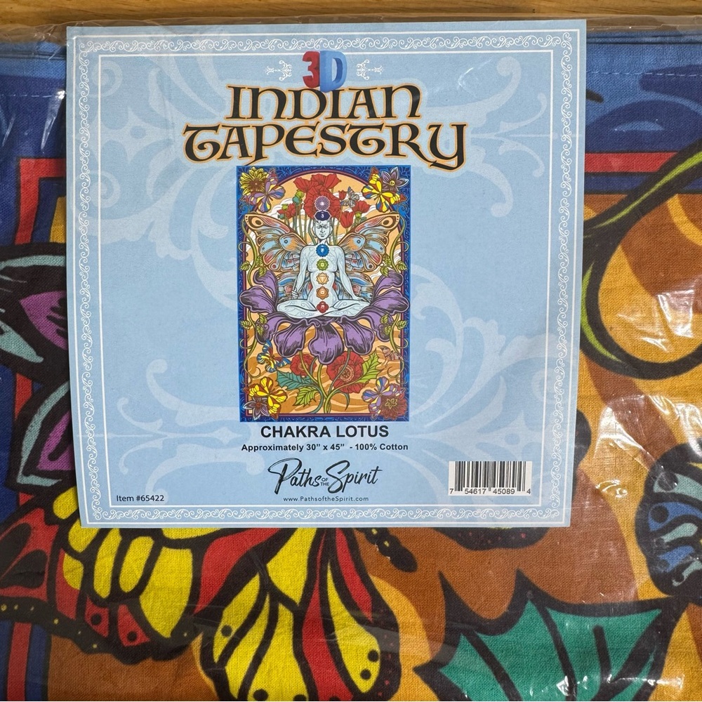 Paths of the Spirit‎ 3D Indian Tapestry “Chakra Lotus” Boho Wall Hanging